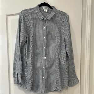Black and White Stripe Women’s Linen Top